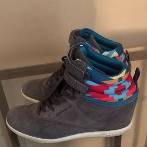 Reebok freestyle wedge high top sneakers. Size 10